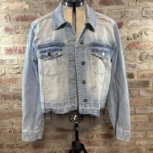 Mica Light Wash Distressed Jean Jacket Large